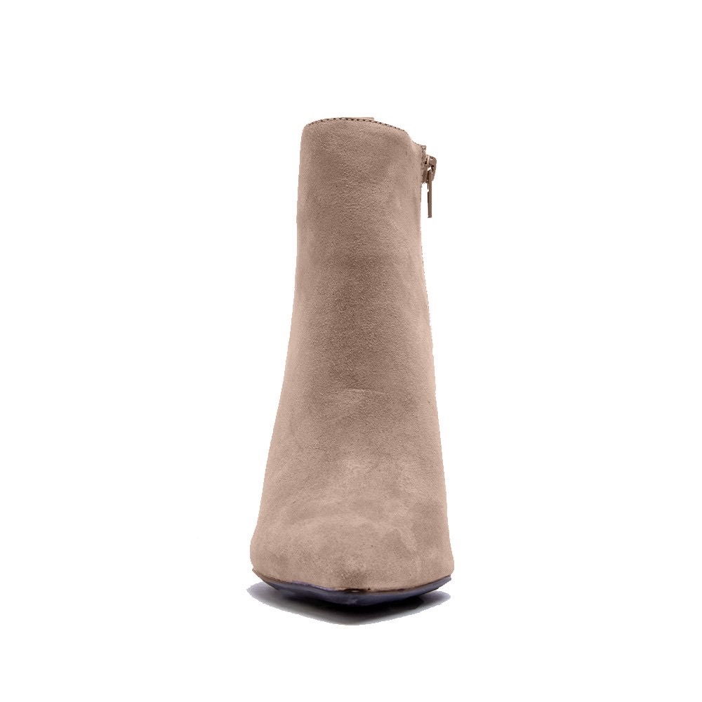Qupid Suede Pyramid Heel Ankle Booties - Picture 4 of 7